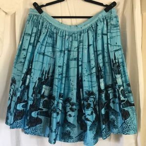 Pin Up Girl Clothing Jenny Skirt Castle Blue 3x